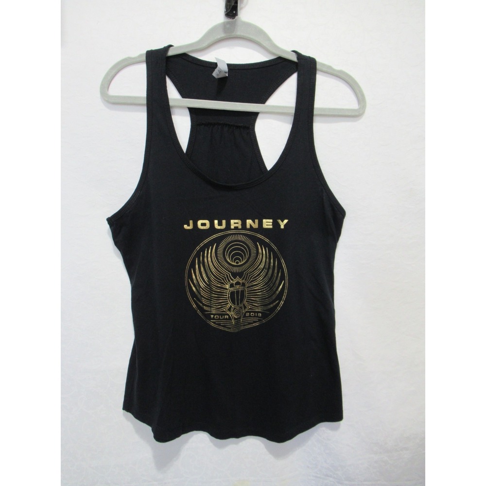 Next Level Women's Size Large Black & Gold Foil Journey Music Tour 2018 Tank Top
